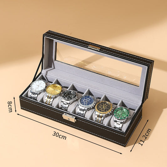 Black leather sunroof with lock watch storage box