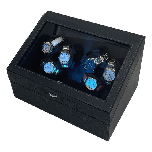 Snake skin pattern PU leather 6 rocking watch storage position mechanical watch automatic rocking watch winding device